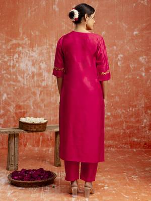 Pink women kurta pant dupatta set 2
