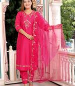 Pink women kurta pant dupatta set