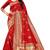 red soft art silk banarasi jacuard work designer party wear saree with unstitched blouse piece