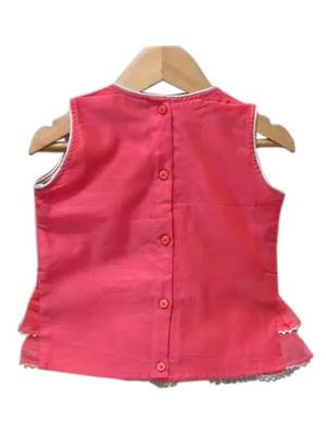 Coral placement print chanderi top with palazzo ethnic wear 4
