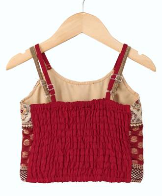 Red & green embellished polyester top with  dhoti ethnic wear 4