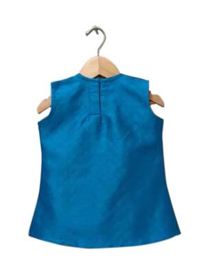 Blue & red embellished polyester top with sharara ethnic wear 4