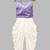 Lavender & offwhite embriodered polyester top with dhoti ethnic wear