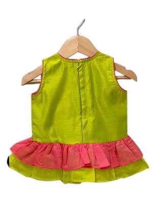 Limegreen & coral  placement print cotton top with dhoti ethnic wear 4