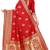 red soft art silk banarasi jacuard work designer party wear saree with unstitched blouse piece