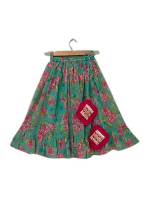 Coral  & seagreen solid chanderi  top with  lehenga ethnic wear 5