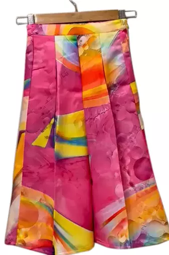 Yellow & multicolour embellished polyester  top with palazzo ethnic wear