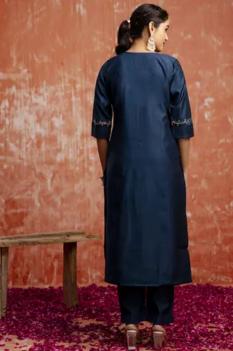 Blue women kurta pant dupatta set