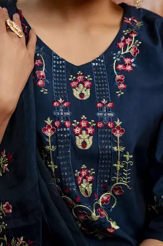 Blue women kurta pant dupatta set