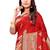 red soft art silk banarasi jacuard work designer party wear saree with unstitched blouse piece