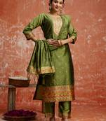 Green women kurta pant dupatta set