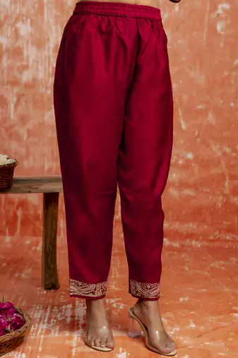 Maroon women kurta pant dupatta set