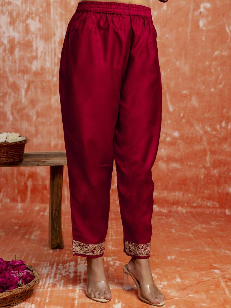 Maroon women kurta pant dupatta set