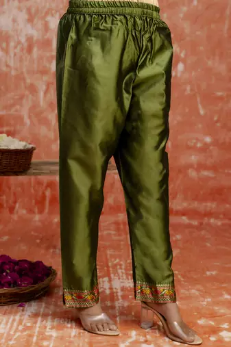 Green women kurta pant dupatta set