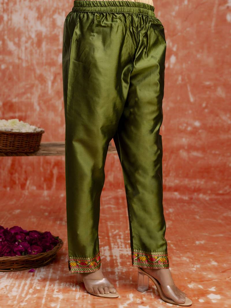 Green women kurta pant dupatta set
