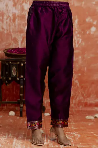 Purple women kurta pant dupatta set