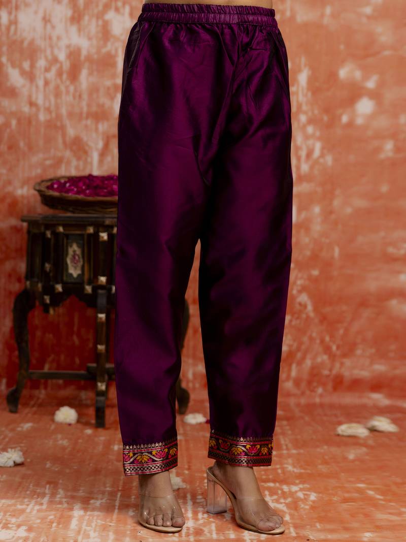 Purple women kurta pant dupatta set