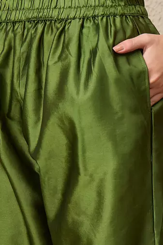 Green women kurta pant dupatta set
