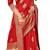 red soft art silk banarasi jacuard work designer party wear saree with unstitched blouse piece