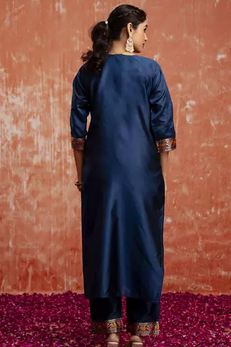 Blue women kurta pant dupatta set