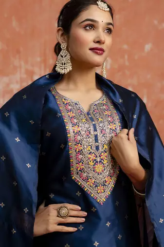 Blue women kurta pant dupatta set