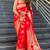 red soft art silk banarasi jacuard work designer party wear saree with unstitched blouse piece