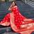 red soft art silk banarasi jacuard work designer party wear saree with unstitched blouse piece