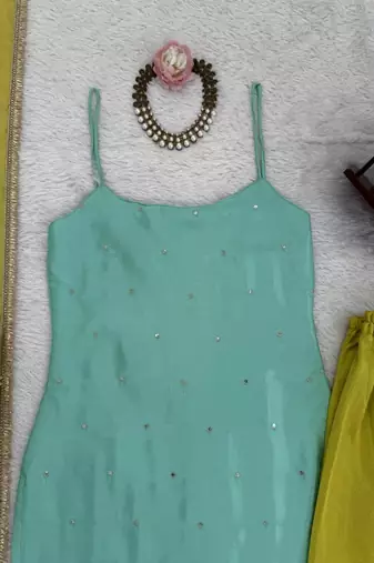 aqua & lime contemporary sharara set