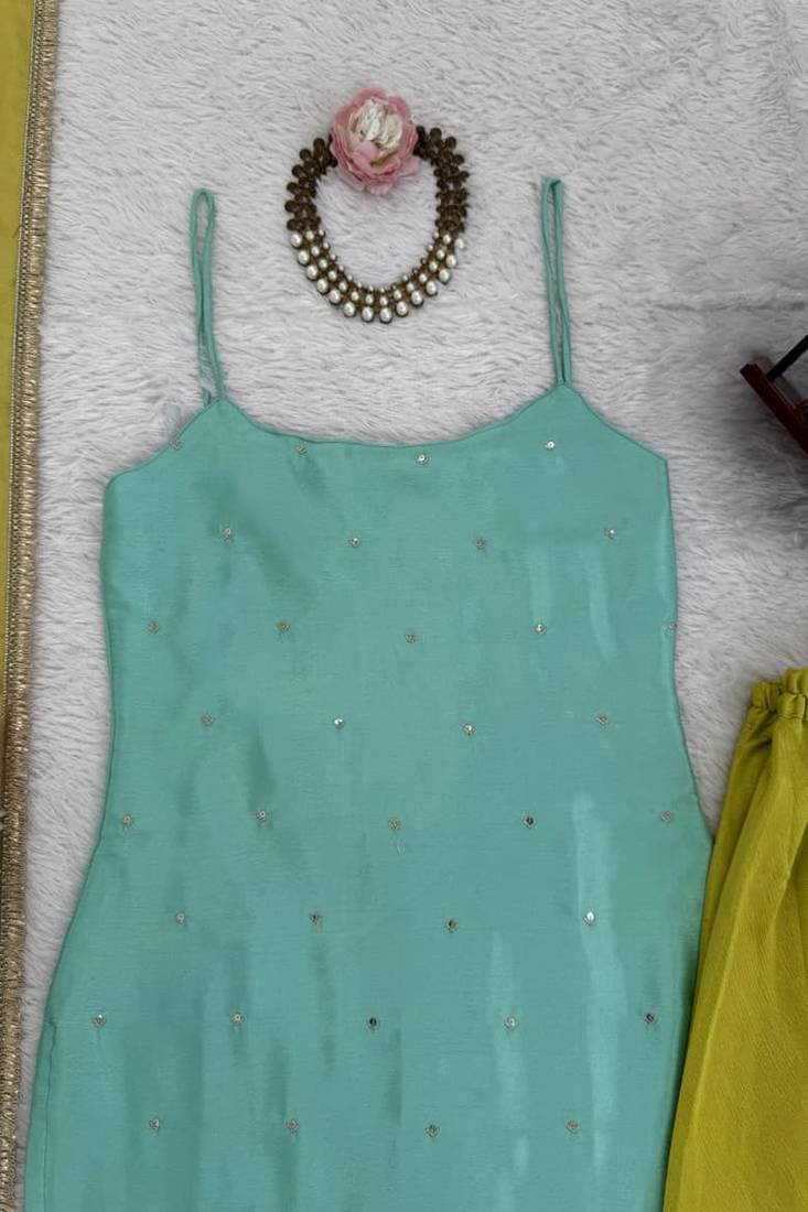 aqua & lime contemporary sharara set