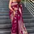 wine soft art silk banarasi jacuard work designer party wear saree with unstitched blouse piece