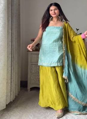 aqua & lime contemporary sharara set 1