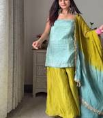 aqua & lime contemporary sharara set