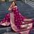 wine soft art silk banarasi jacuard work designer party wear saree with unstitched blouse piece