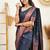 blue soft art silk banarasi jacuard work designer party wear saree with unstitched blouse piece