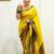 yellow soft art silk banarasi jacuard work designer party wear saree with unstitched blouse piece