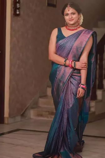 rema silk blend banarasi saree with unstitched blouse piece