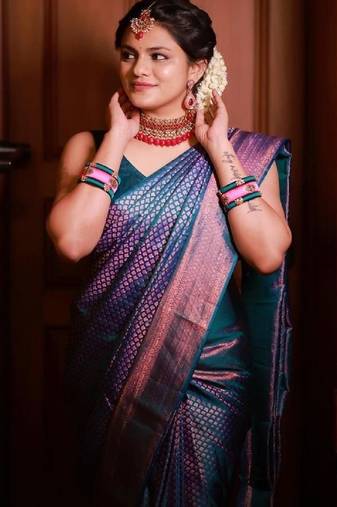 rema soft art silk banarasi jacuard work designer party wear saree with unstitched blouse piece