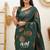green soft art silk banarasi jacuard work designer party wear saree with unstitched blouse piece