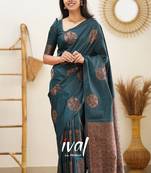 rema soft art silk banarasi jacuard work designer party wear saree with unstitched blouse piece