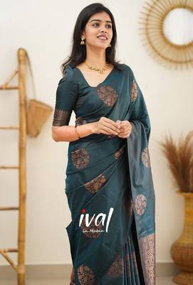 rema silk blend banarasi saree with unstitched blouse piece 2