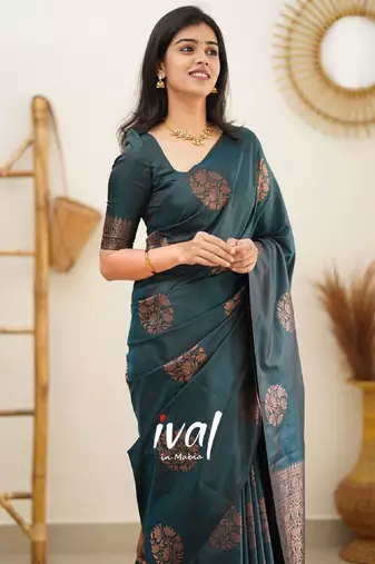 rema silk blend banarasi saree with unstitched blouse piece