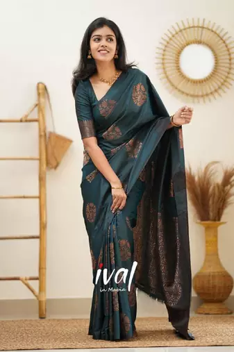 rema silk blend banarasi saree with unstitched blouse piece