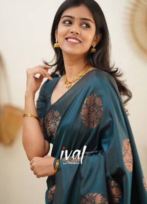 rema silk blend banarasi saree with unstitched blouse piece 5
