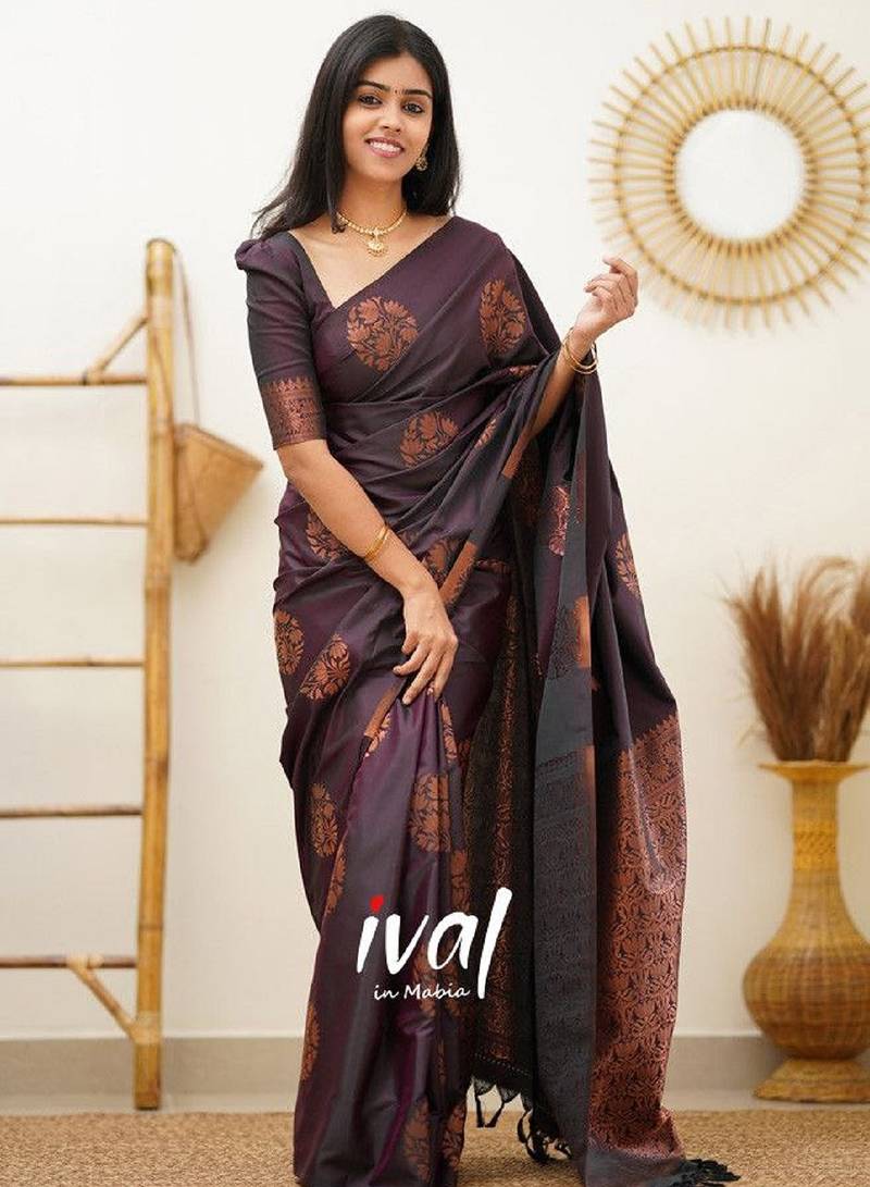 eine soft art silk banarasi jacuard work designer party wear saree with unstitched blouse piece