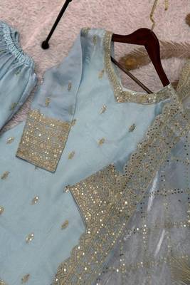 powder blue embroidered suit with dupatta 4
