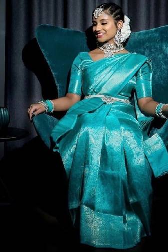 sky blue soft art silk banarasi jacuard work designer party wear saree with unstitched blouse piece