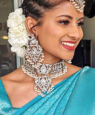 sky blue silk blend banarasi saree with unstitched blouse piece 4