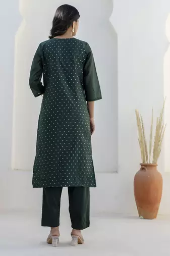 Green women kurta pant dupatta set