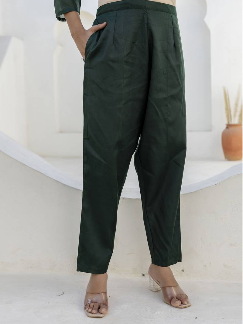 Green women kurta pant dupatta set