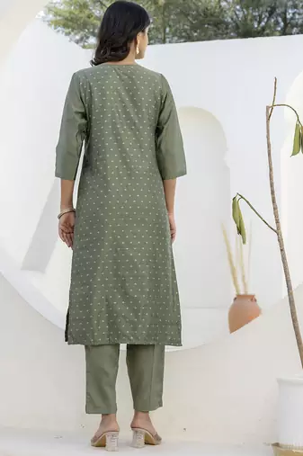 Light green women kurta pant dupatta set